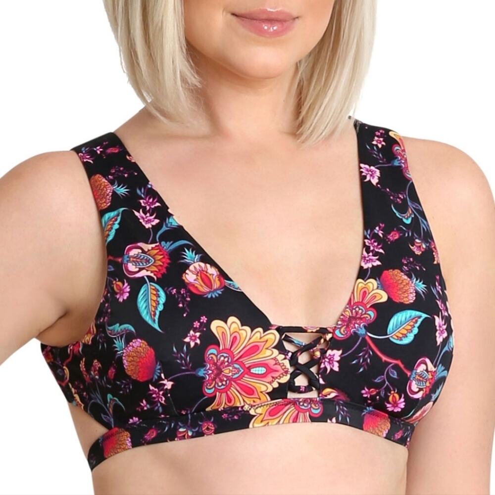 Nanette Lepore Alana Upextri Floral Halter Bikini Top size 10